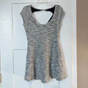 [M] Grey Knit A-Line Cap Sleeve Mini Dress